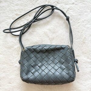 Women blue crossbody leather bag